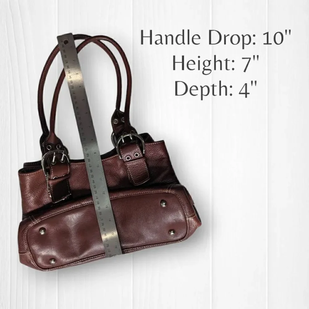 Tignanello Womens Shoulder Bag Genuine Leather Adjustable Strap Brown Leather